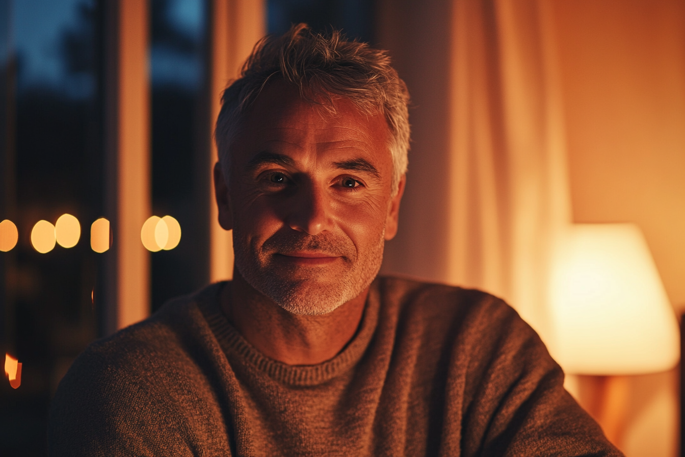 A man sitting in a living room | Source: Midjourney
