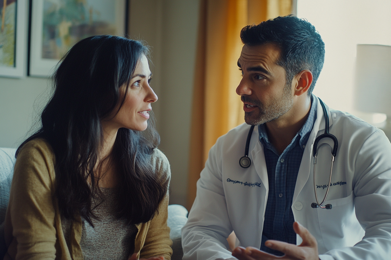 Doctor hablando con su esposa | Fuente: Midjourney