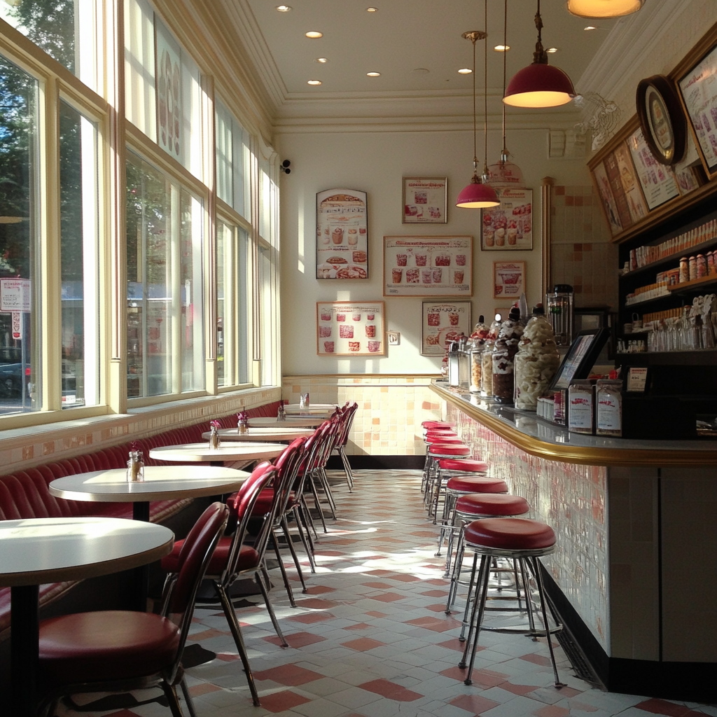 The interior of an ice cream parlor | Source: Midjourney