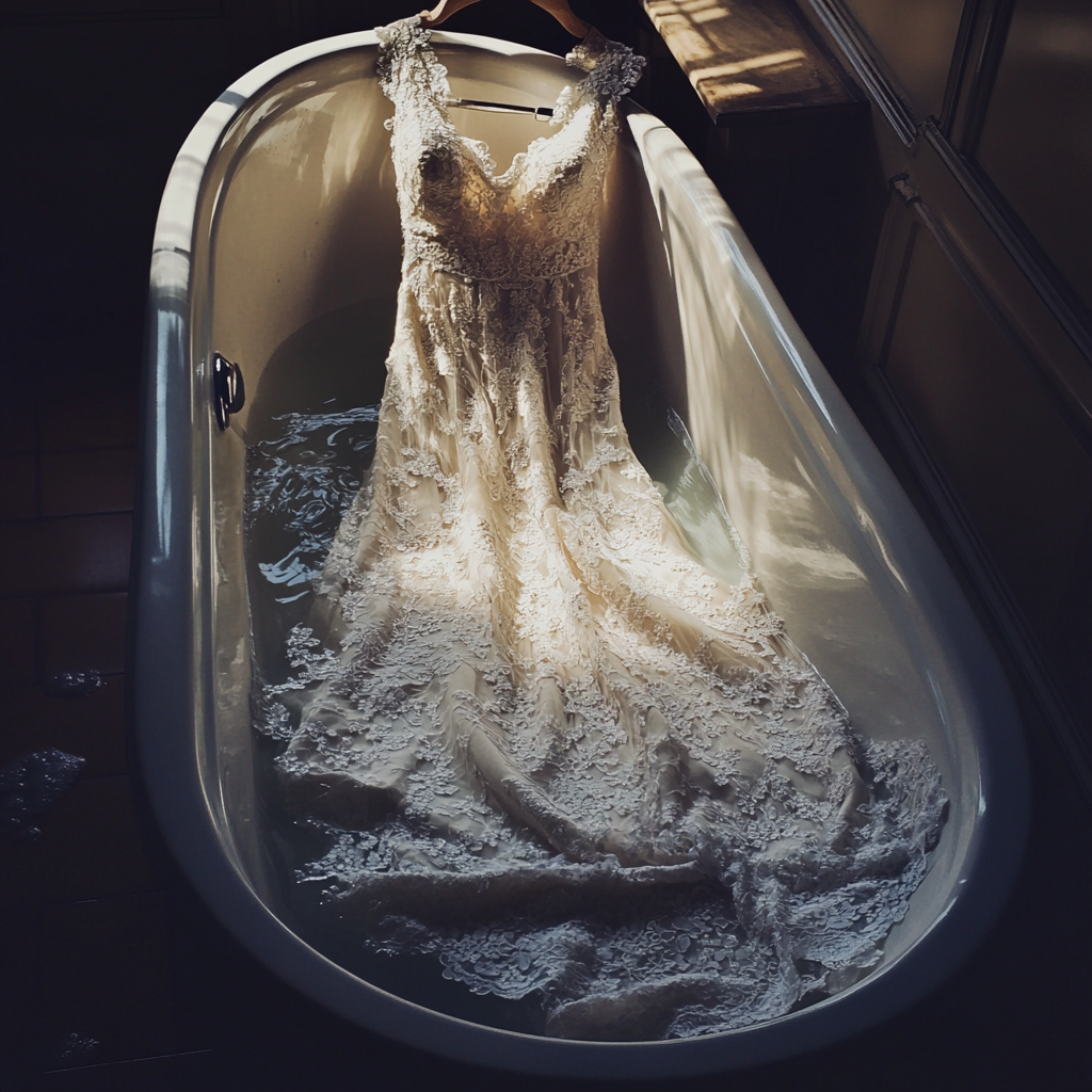 A dress in a bathtub | Source: Midjourney