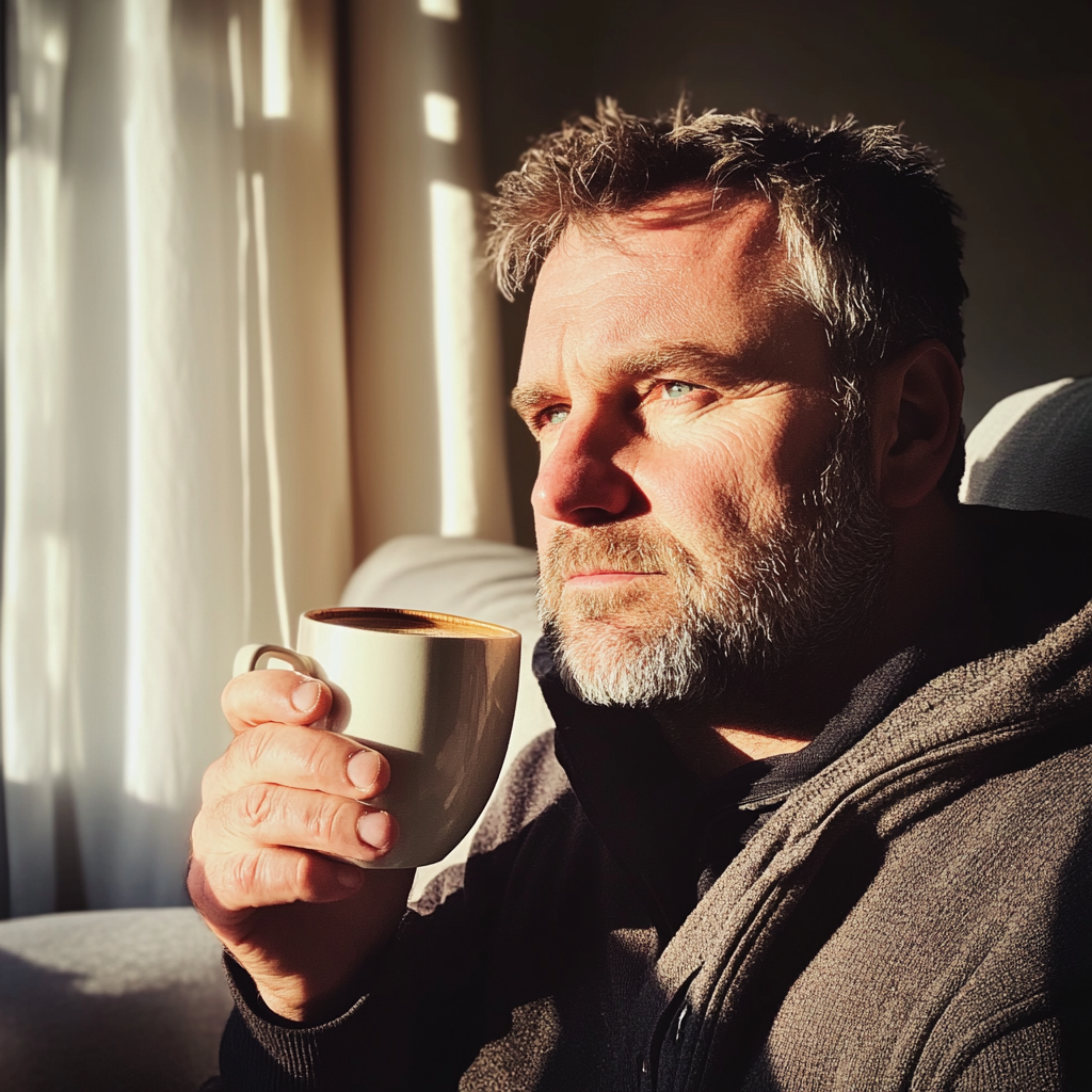 A serious man drinking coffee | Source: Midjourney