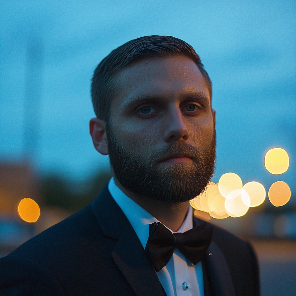 A groom standing in a parking lot | Source: Midjourney