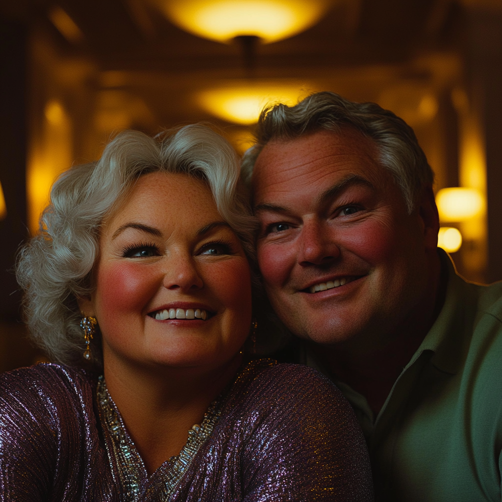 A delighted older couple sitting together | Source: Midjourney