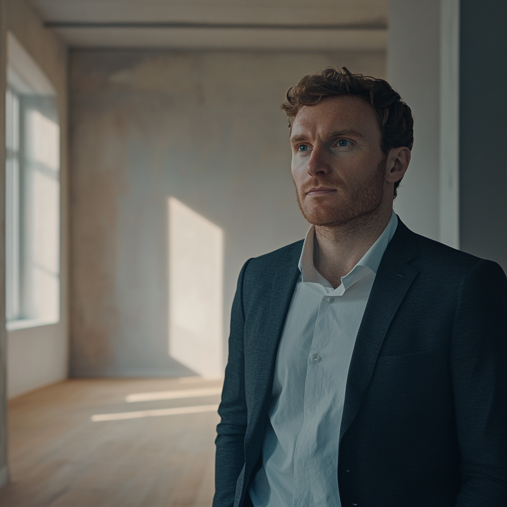 A realtor standing in an empty apartment | Source: Midjourney