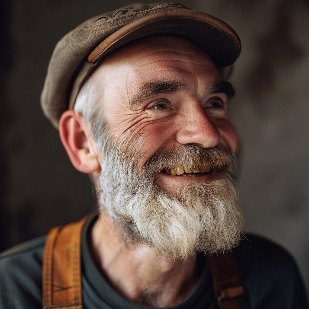 Side view of an older man smiling | Source: Midjourney