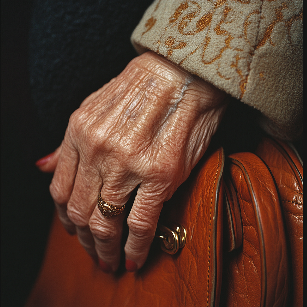 A hand clutching a bag | Source: Midjourney