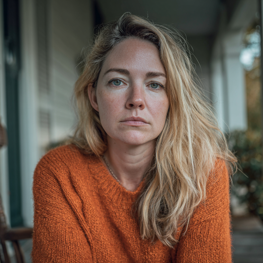A woman sitting on a porch | Source: Midjourney