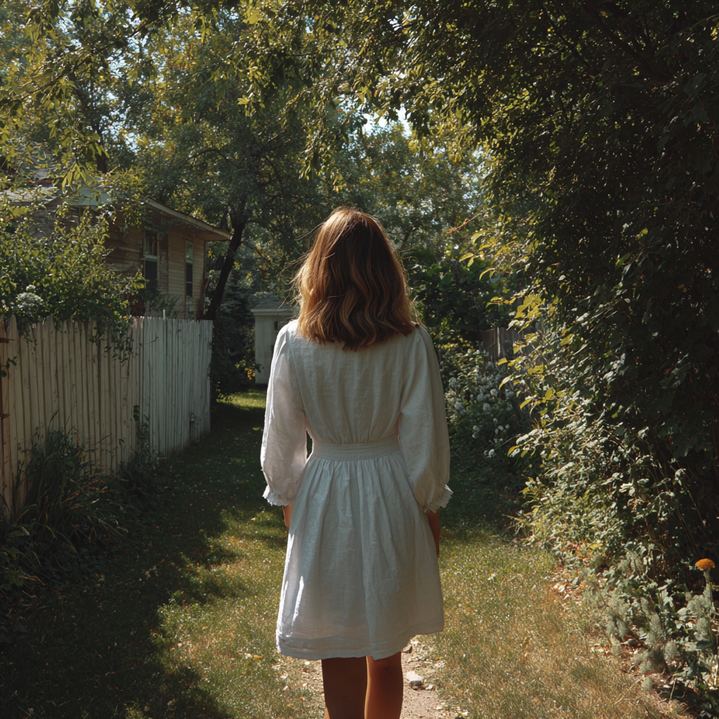 A woman walking away | Source: Midjourney
