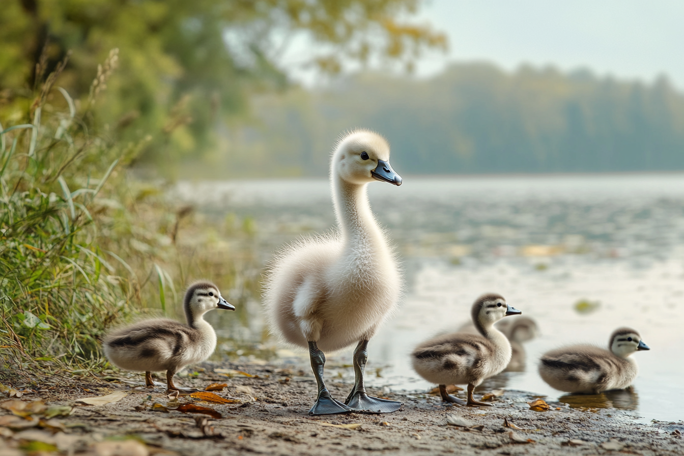 A large duckling being shunned by other ducklings | Source: Midjourney