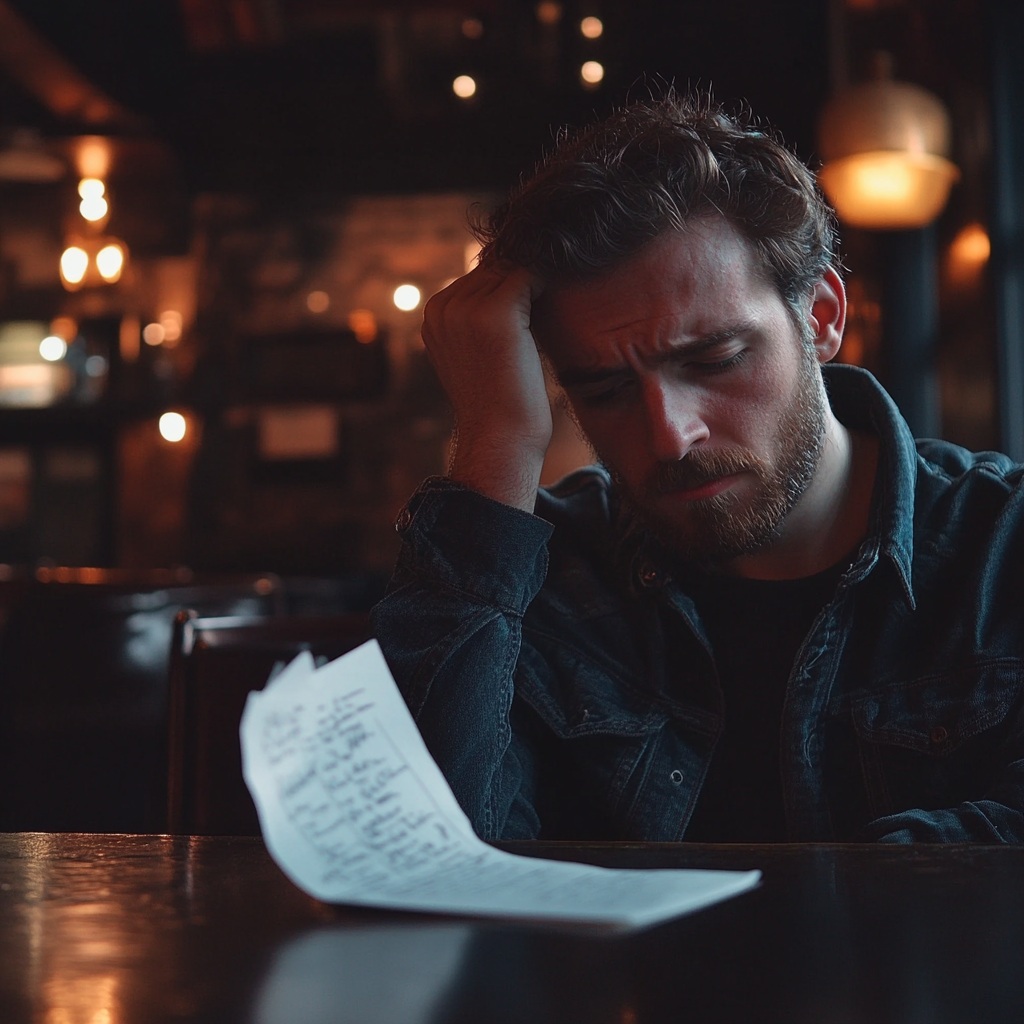 Um homem triste em um pub | Fonte: Midjourney