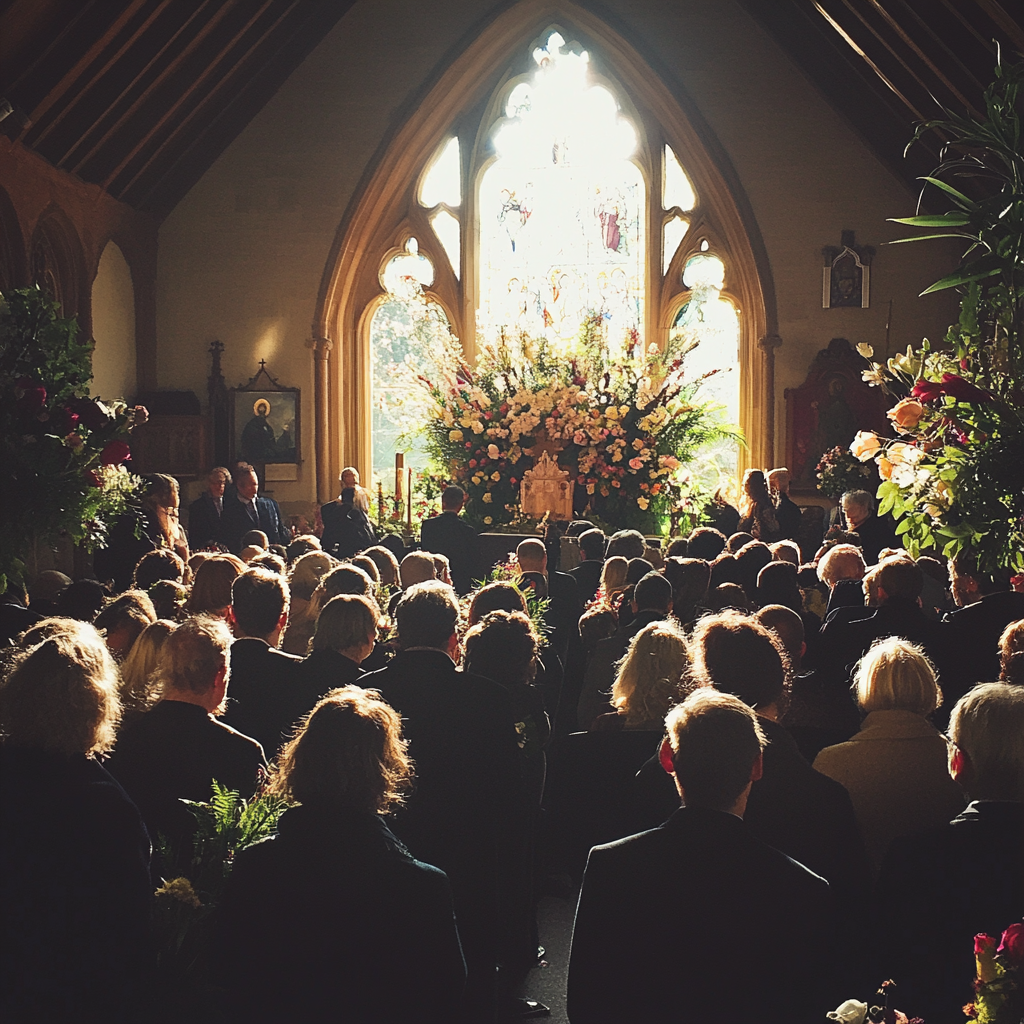 A crowd at a funeral | Source: Midjourney