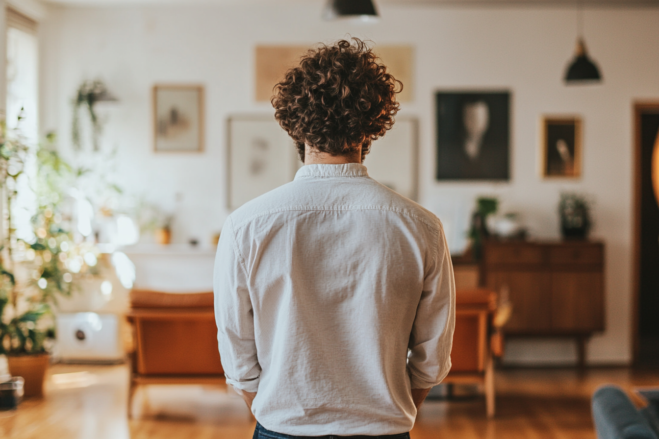 A man standing in his living room | Source: Midjourney