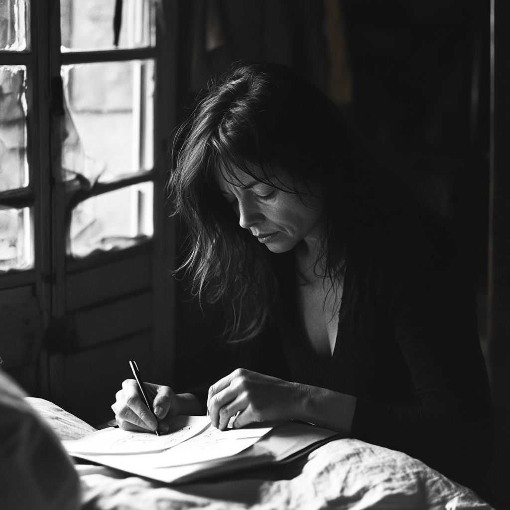 A serious woman writing a letter | Source: Midjourney