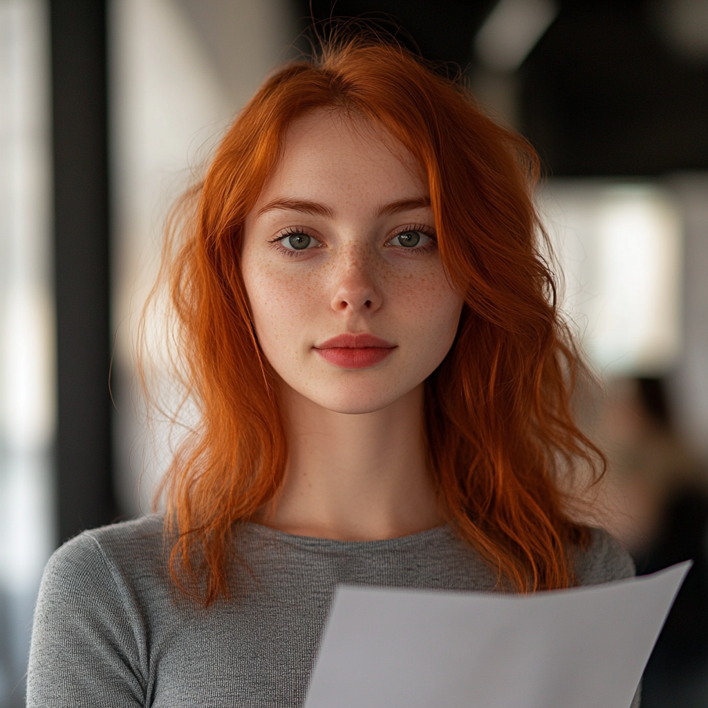 A woman holding a document | Source: Midjourney