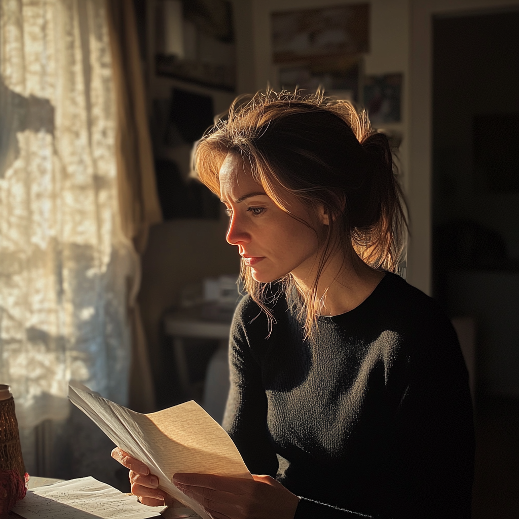 Woman reading a letter | Source: Midjourney