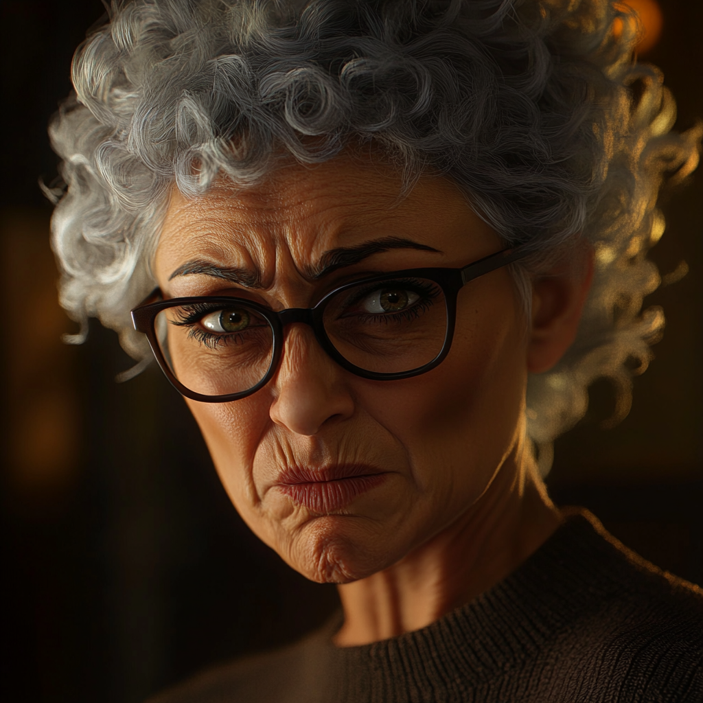 An annoyed older woman frowning | Source: Midjourney