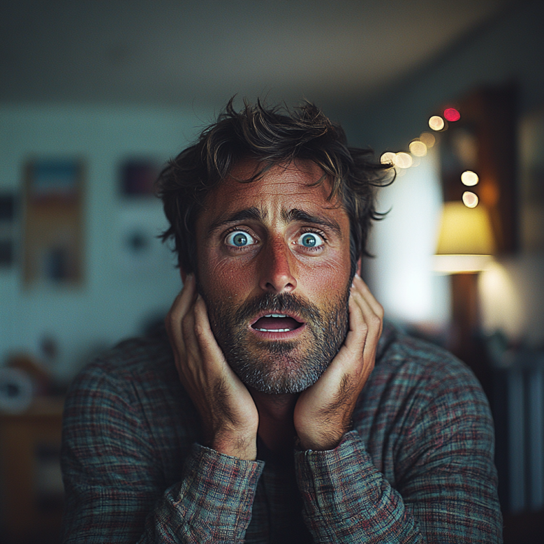 Un uomo scioccato che parla | Fonte: Midjourney