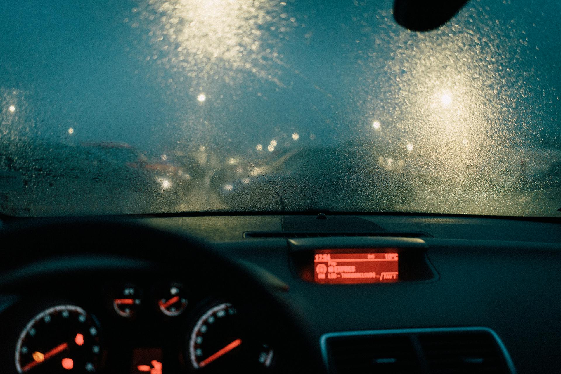 View from inside a car on a rainy night | Source: Pexels