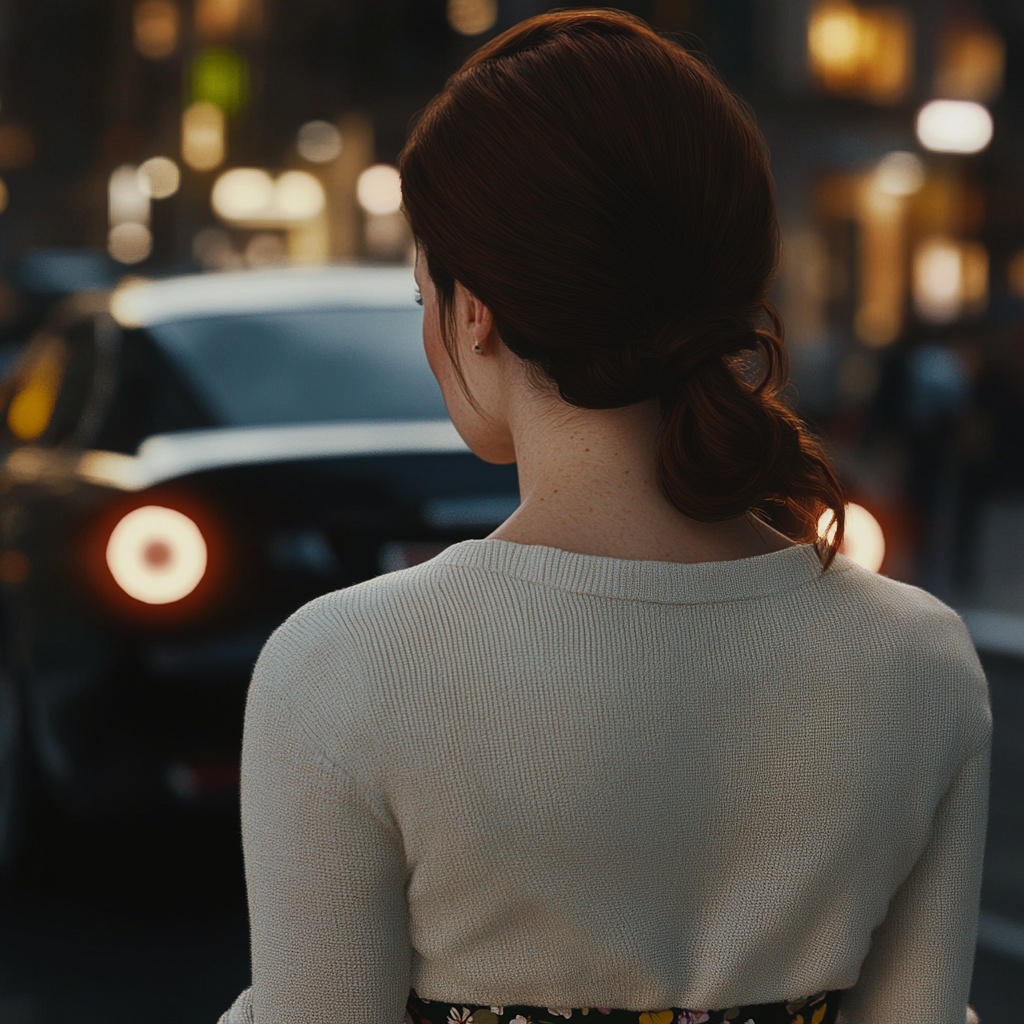 A woman looking at a car | Source: Midjourney