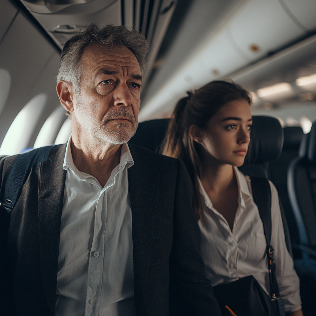 A grumpy couple on a plane | Source: Midjourney