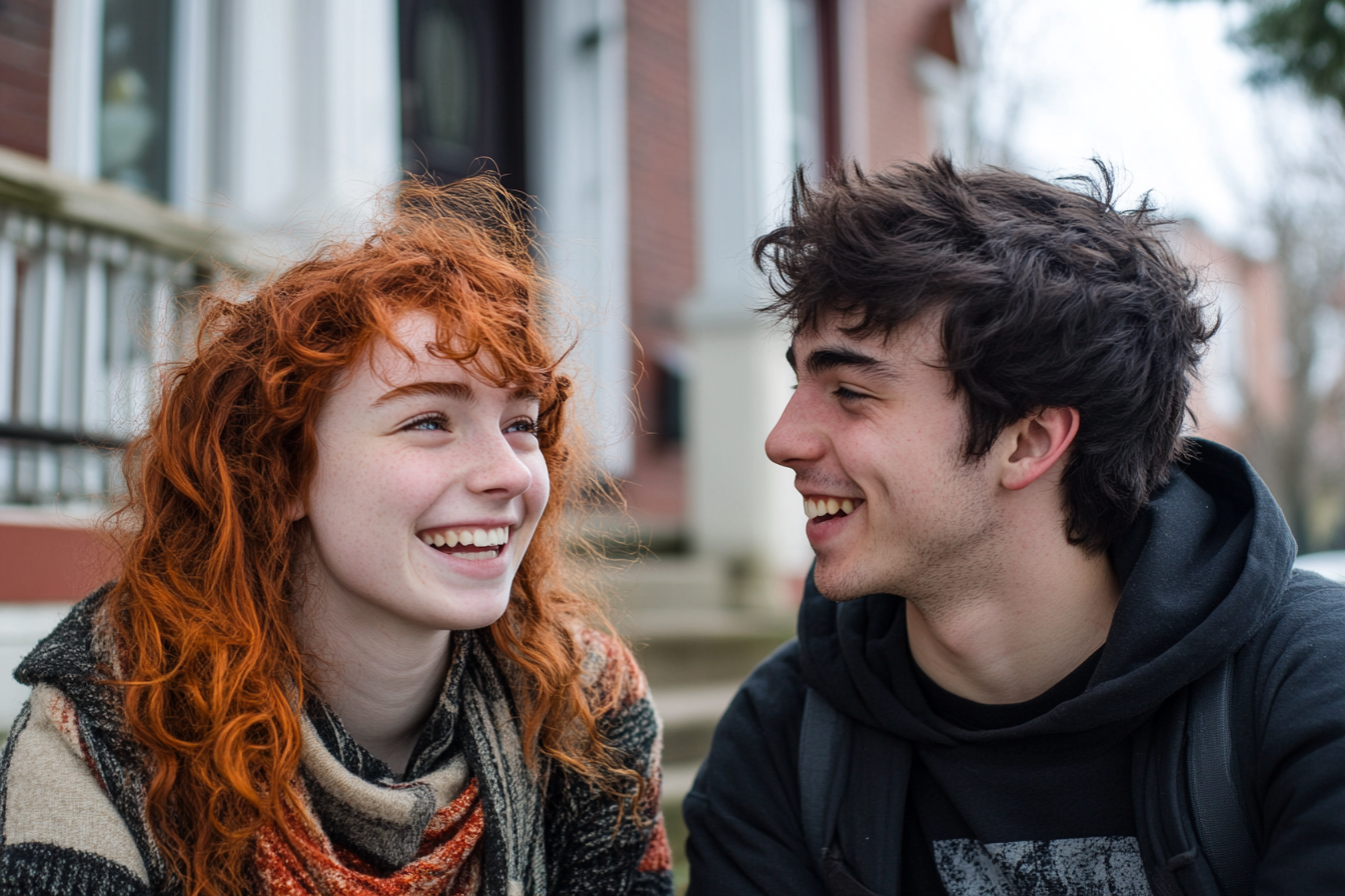 A brother and sister laughing together | Source: Midjourney