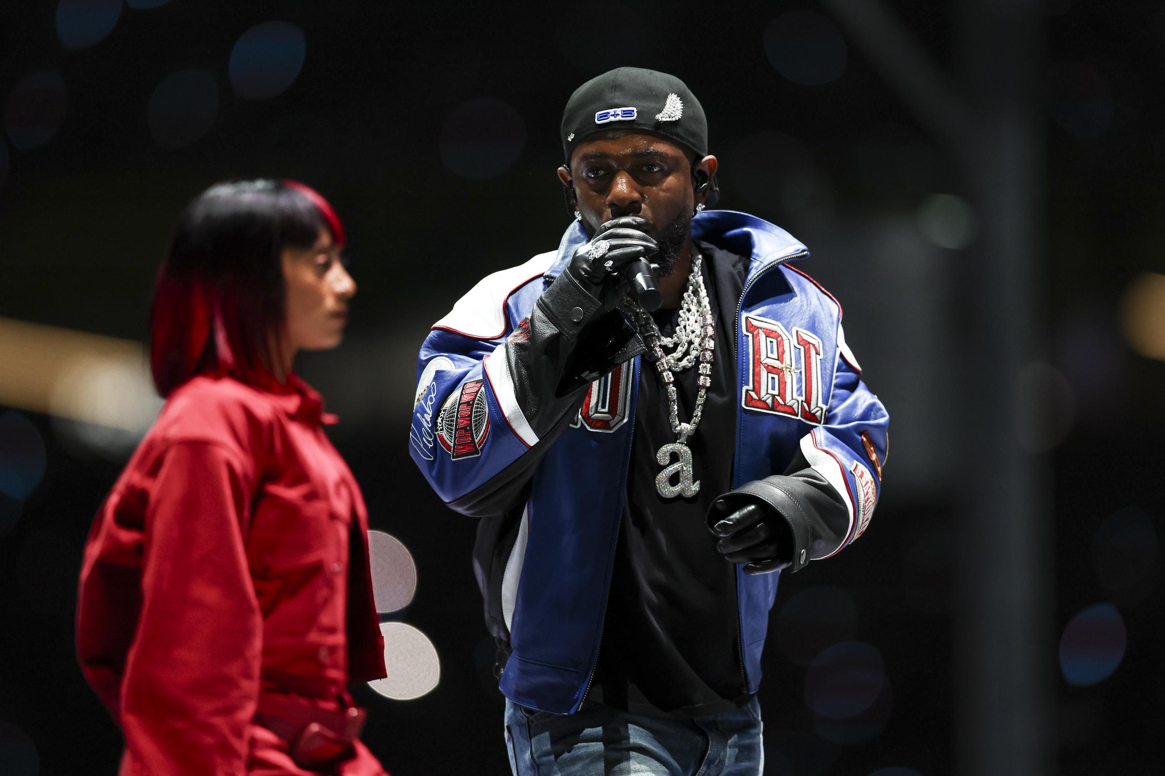 Kendrick Lamar performs in the Apple Music Super Bowl LIX Halftime Show at Caesars Superdome on February 9, 2025, in New Orleans, Louisiana | Source: Getty Images