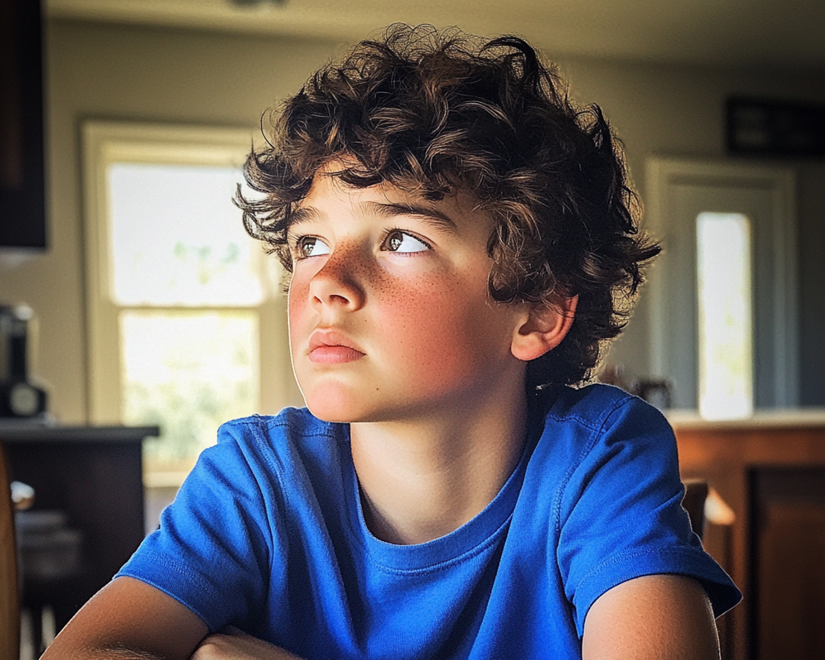 A little boy sitting at a kitchen table | Source: Midjourney