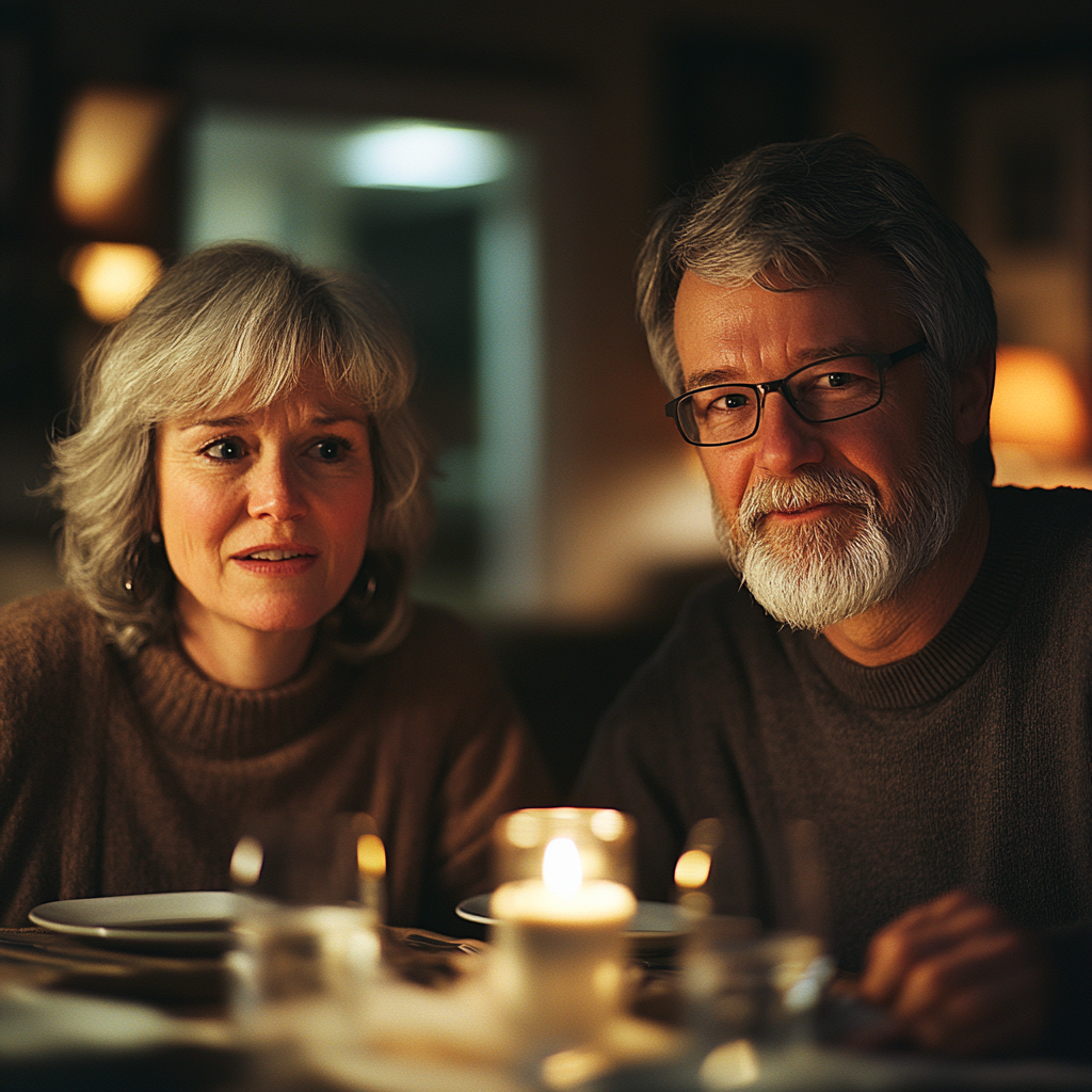 An upset couple having dinner | Source: Midjourney