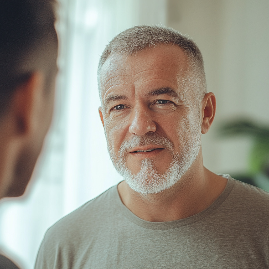 A man talking to another man | Source: Midjourney