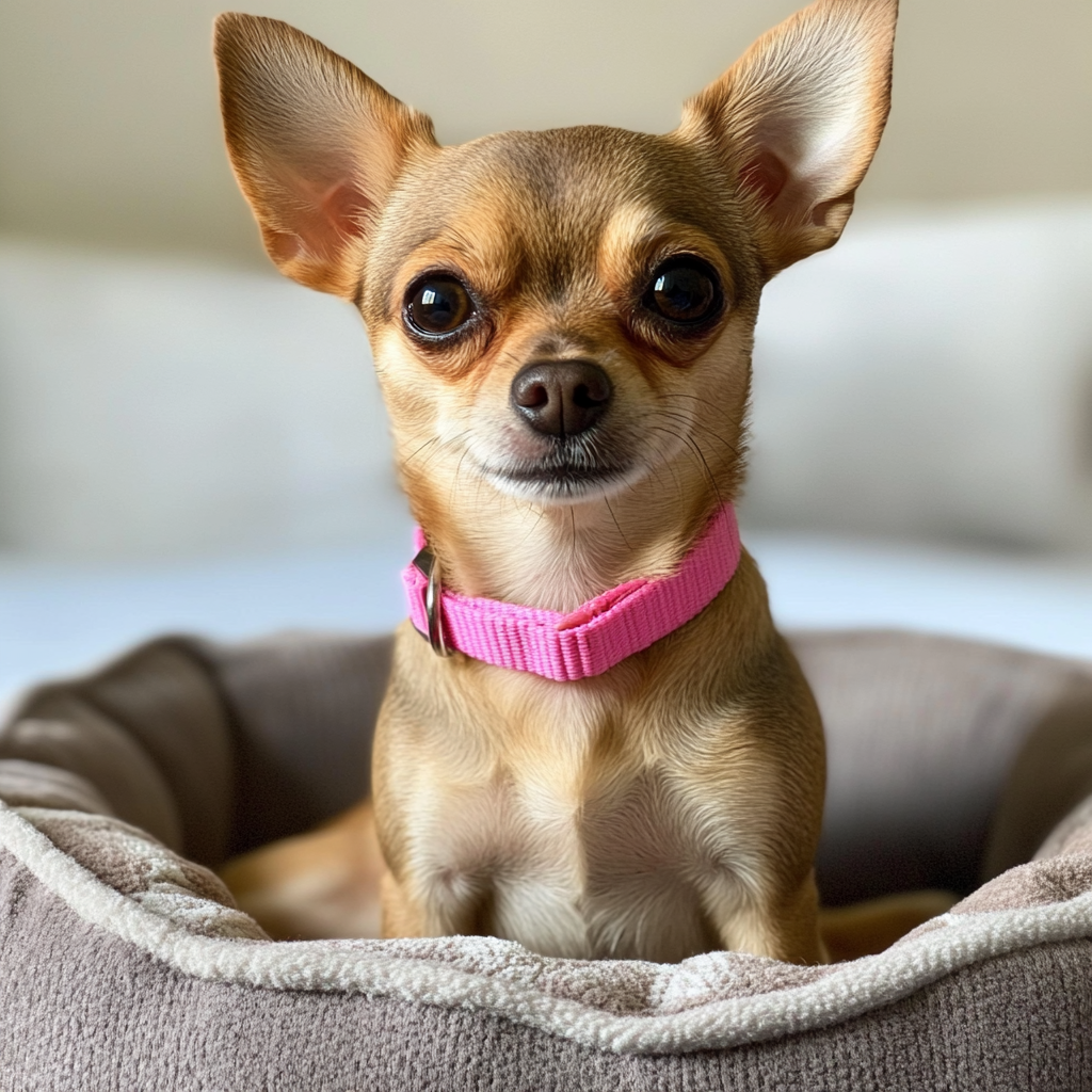 A Chihuahua sitting on a pet bed | Source: Midjourney