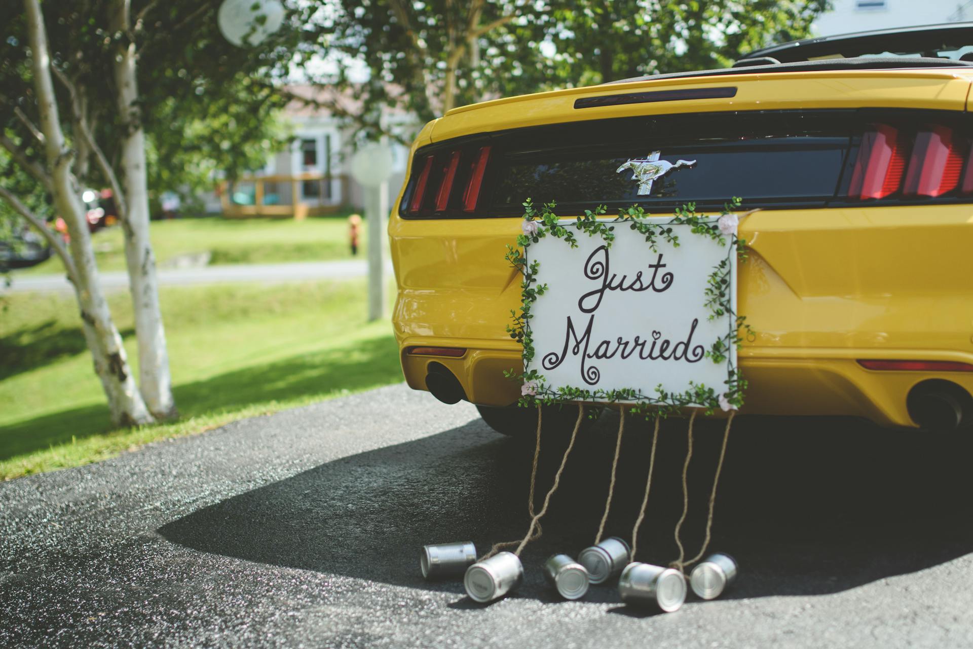 A "Just Married" sign on the back of a car | Source: Pexels