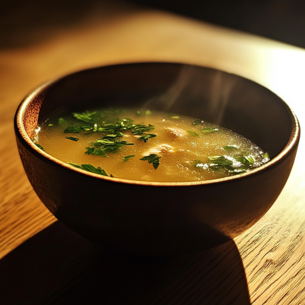 A bowl of chicken soup | Source: Midjourney