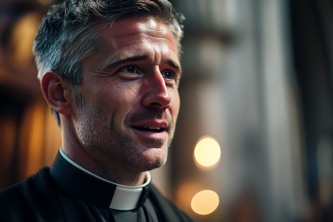 A priest talking to a groom | Source: Midjourney
