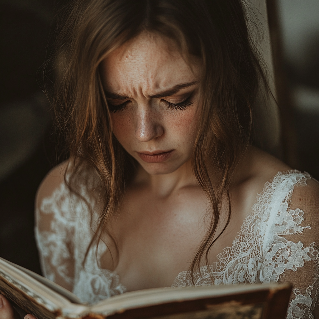 A bride looking through an album | Source: Midjourney