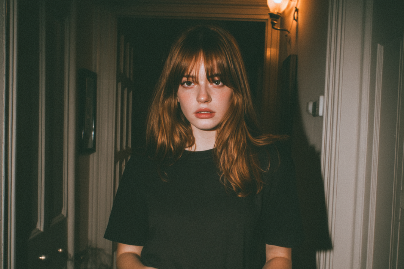 A concerned woman standing in a hallway | Source: Midjourney