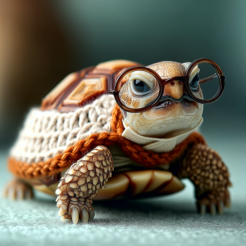 A turtle wearing glasses | Source: Midjourney