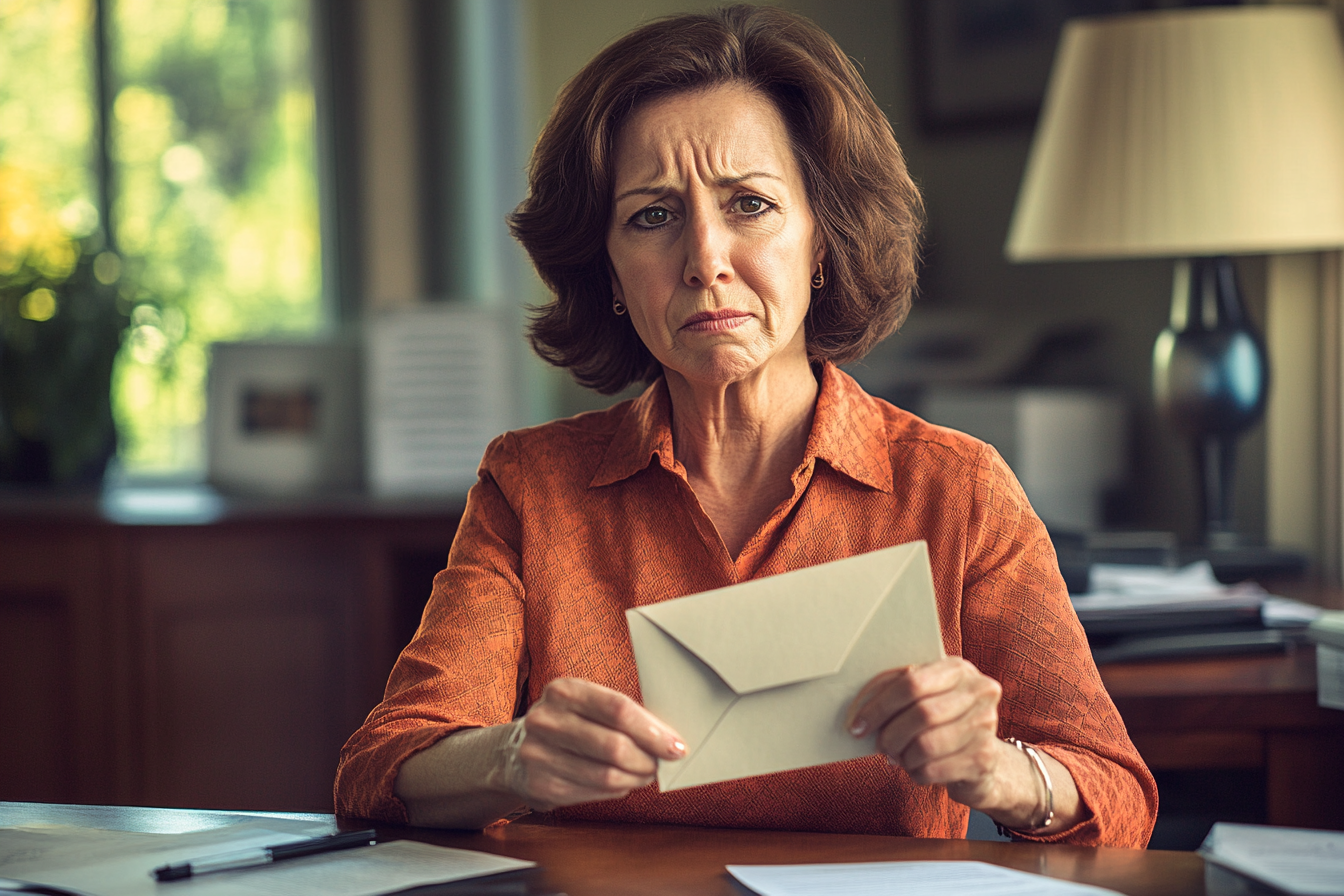 A woman holding a letter | Source: Midjourney