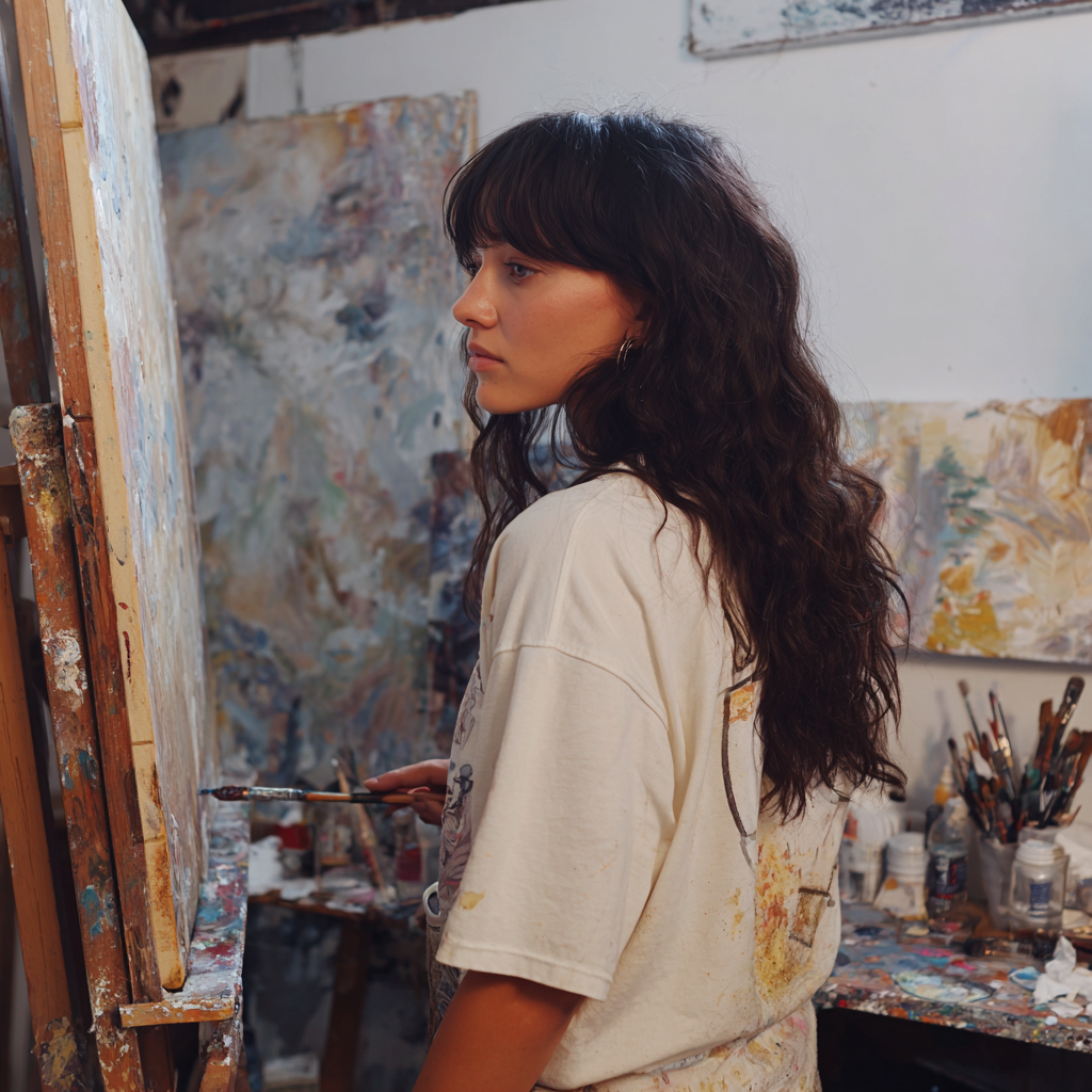 An artist looking at an easel | Source: Midjourney