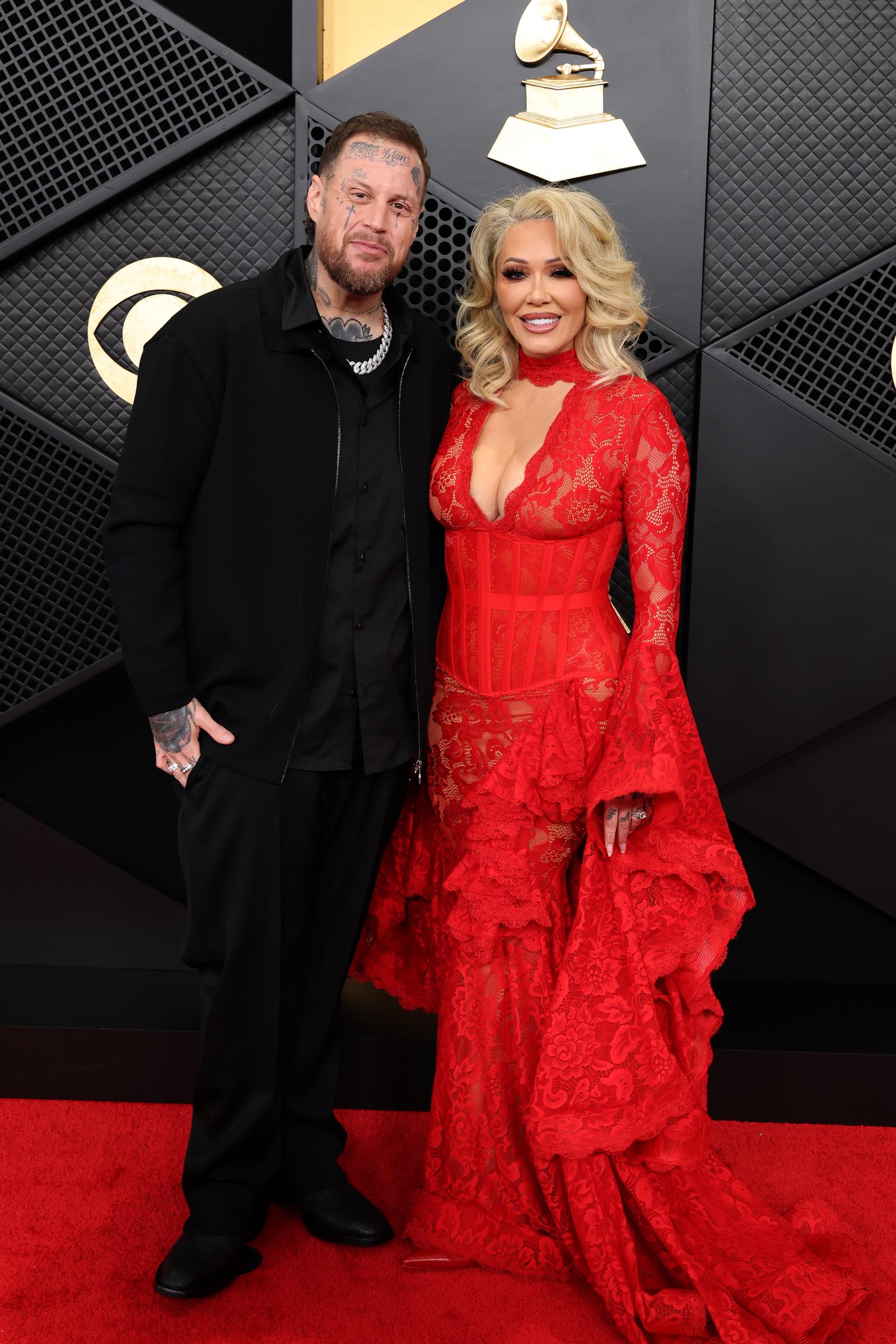 Jelly Roll and Bunnie Xo attend the 68th GRAMMY Awards at Crypto.com Arena on February 1, 2026 in Los Angeles, California. | Source: Getty Images