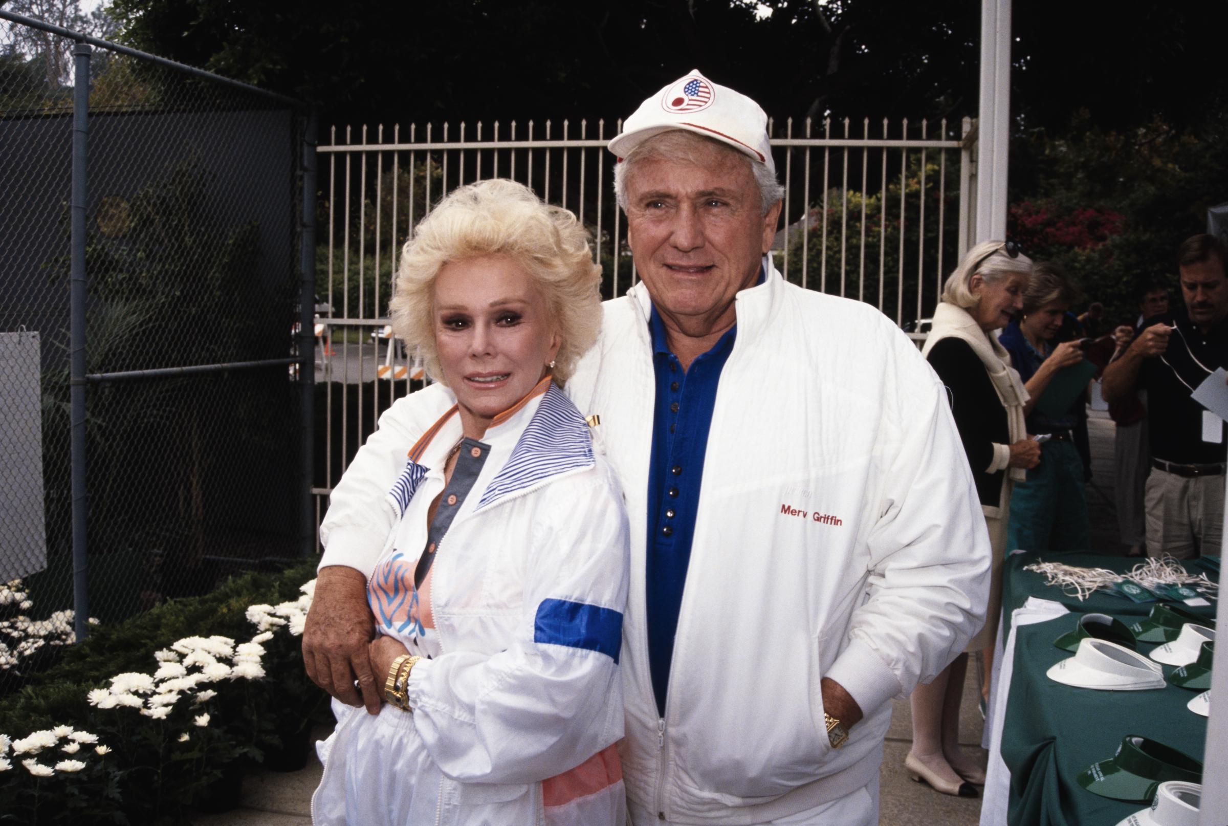 Eva Gabor and Merv Griffin attend the 3rd Nancy Reagan Annual Tennis Tournament at Riviera Country Club in Pacific Palisades, Los Angeles, California, on October 5, 1991. | Source: Getty Images