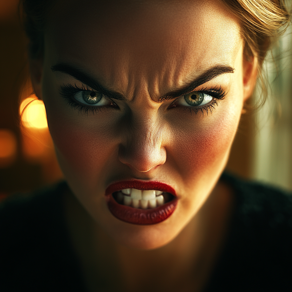 An angry woman gritting her teeth | Source: Midjourney