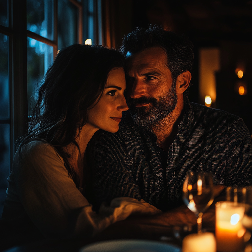 Couple having a romantic dinner | Source: Midjourney