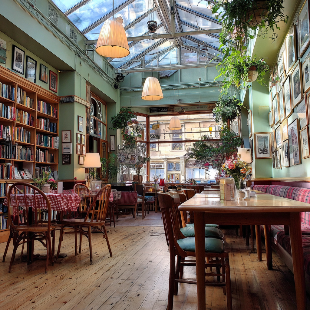 The interior of a bookstore and café | Source: Midjourney
