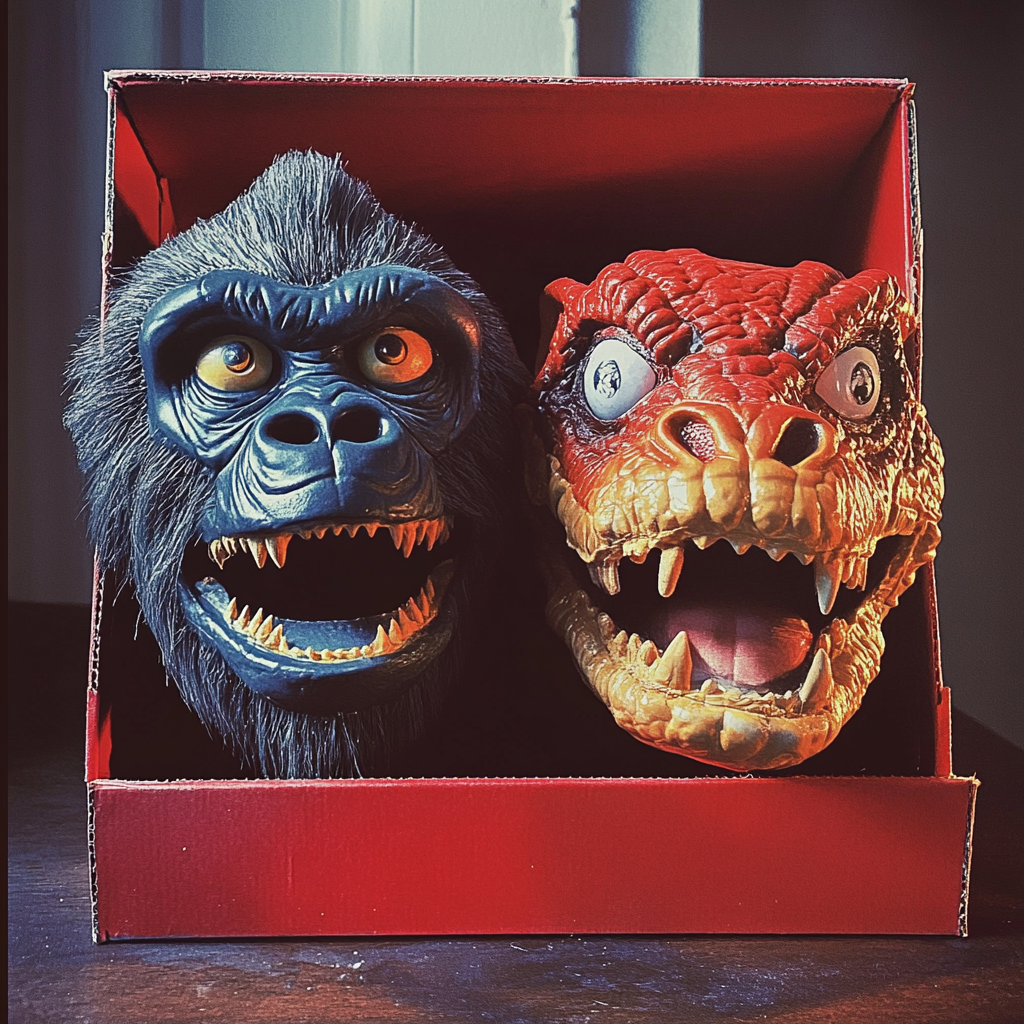 Red box with Gorilla and Dragon Halloween costumes | Source: Midjourney