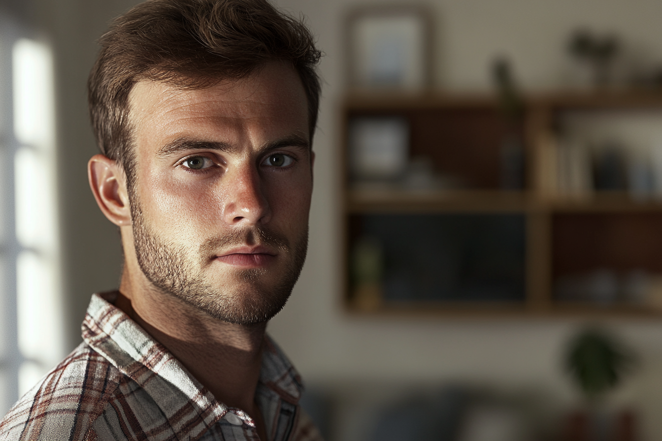 A man standing in a living room | Source: Midjourney