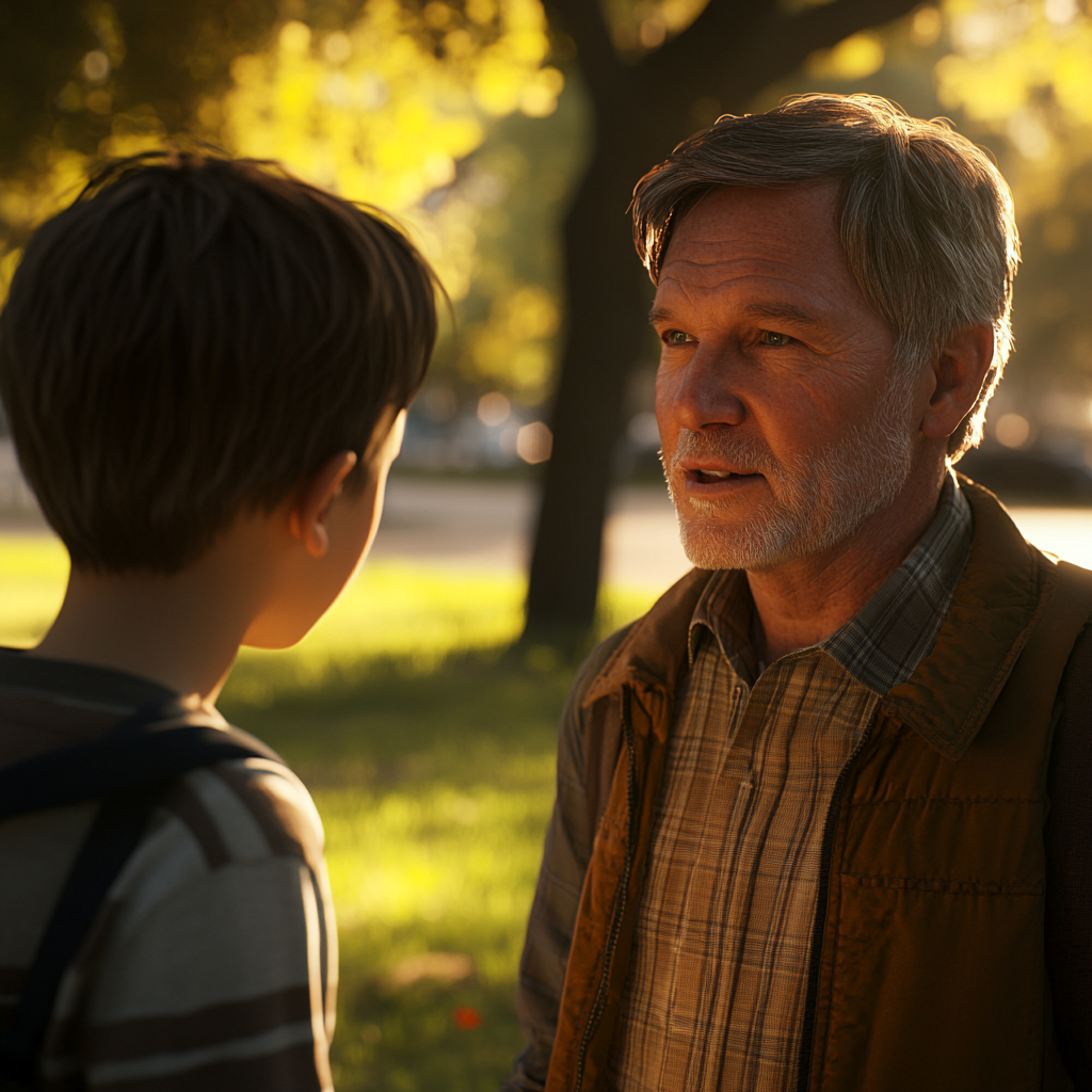 A man talking to his grandson | Source: Midjourney