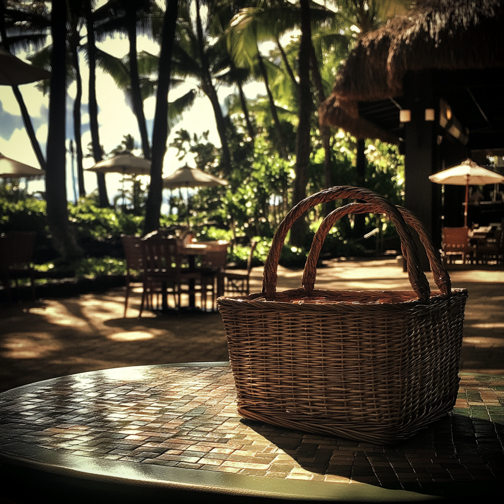 A picnic basket on a table | Source: Midjourney