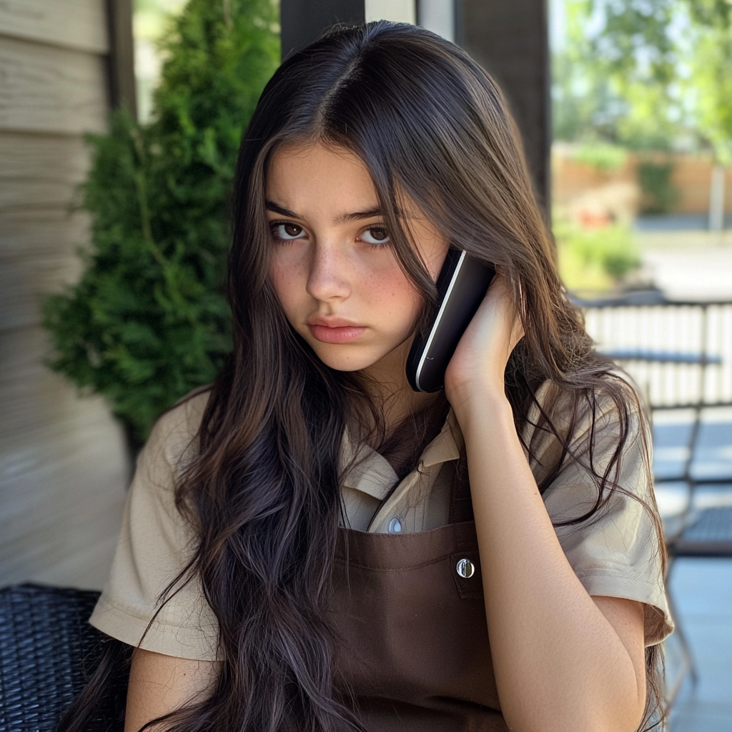 A teenage girl talking on the phone | Source: Midjourney