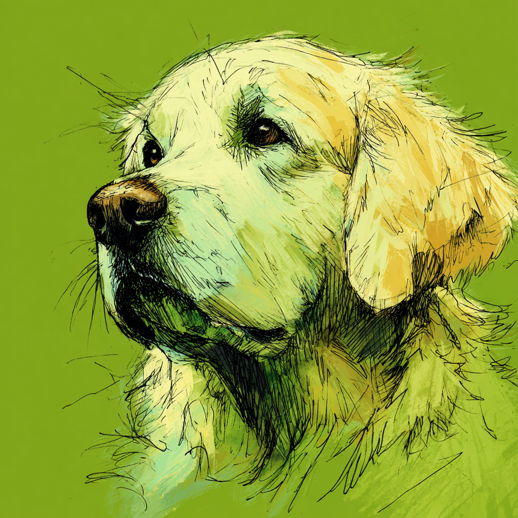 A drawing of a golden retriever | Source: Midjourney