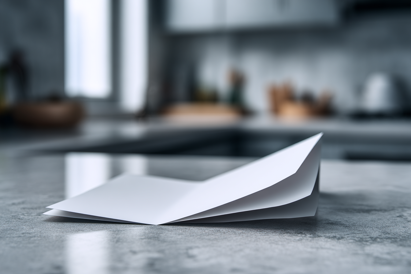 A folded paper on a table | Source: Midjourney
